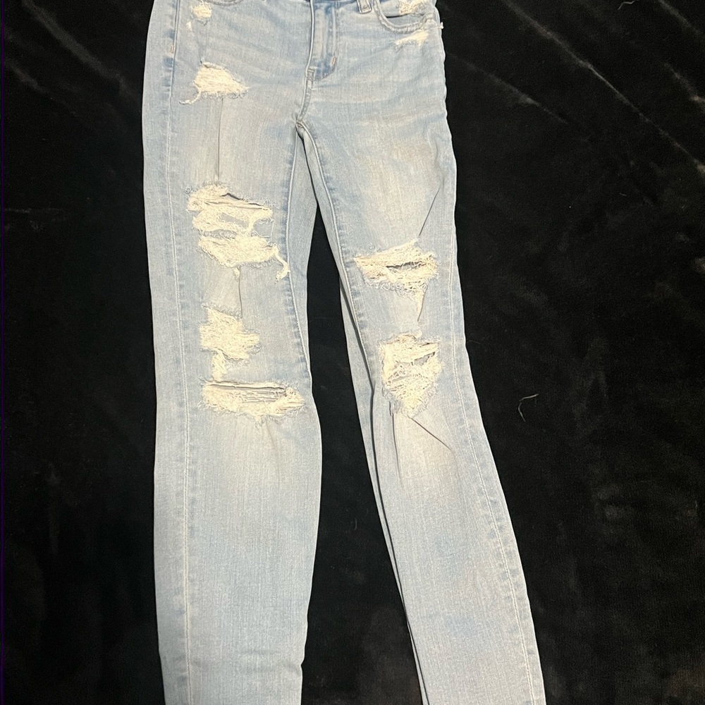 American Eagle Outfitters Light Blue Ripped Skinny Jeans